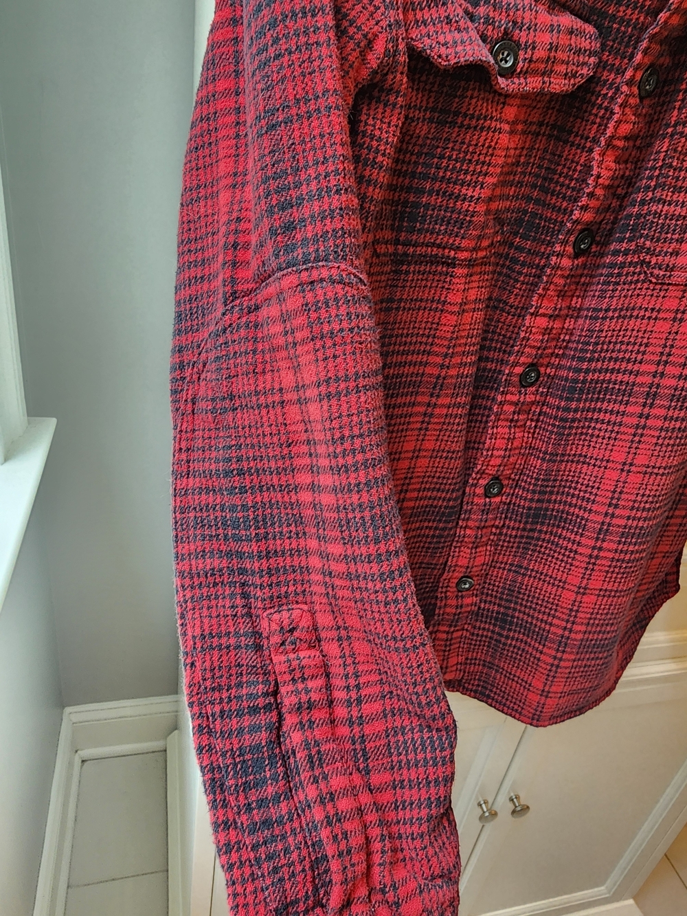 Orton Brothers Red Black Buffalo Plaid Flannel Shirt Men’s Large Heavyweight - Picture 4 of 5